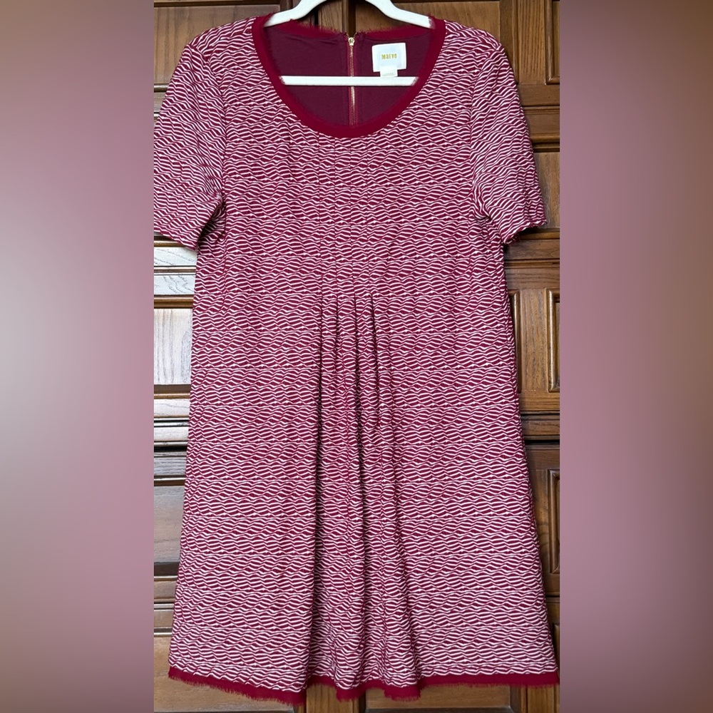 Maeve Anthropologie Dora Textured Pleated Mini Dress Lace Hem A-Line - Large